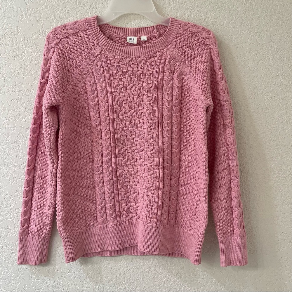 GAP Pink Crew Neck Cable Knit Sweater
